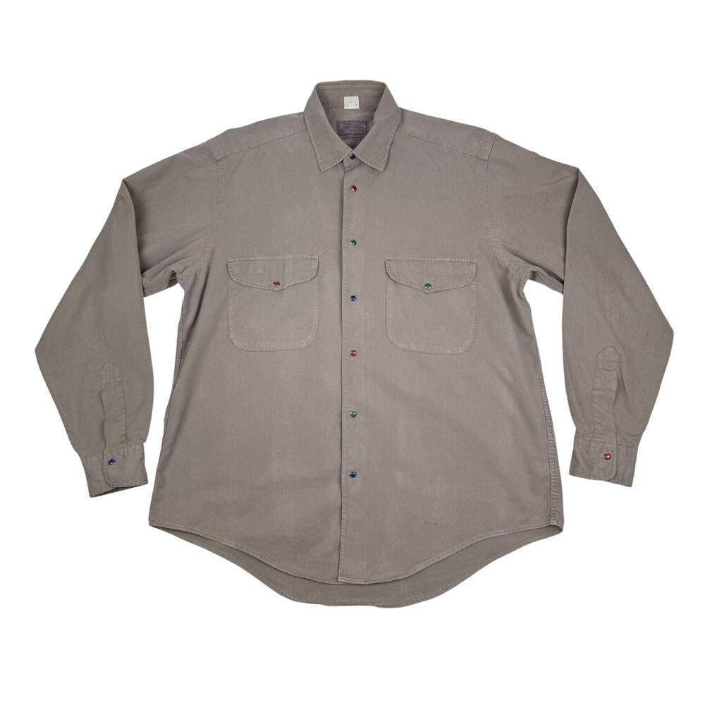 Tempo Libero Moreno Martini Taupe Cotton Shirt Made in Italy Utility Western L
